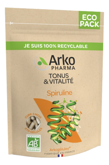 ARKOGELULES SPIRULINE BIO pour retrouver de la vitalité et du tonus lors d'épisodes de fatigue passagère.